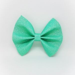 💜 Seafoam Green Blue Felt Glitter Hair Bow 💜